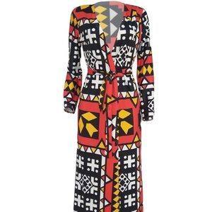 Casual Geometric Print Multicolor Coat